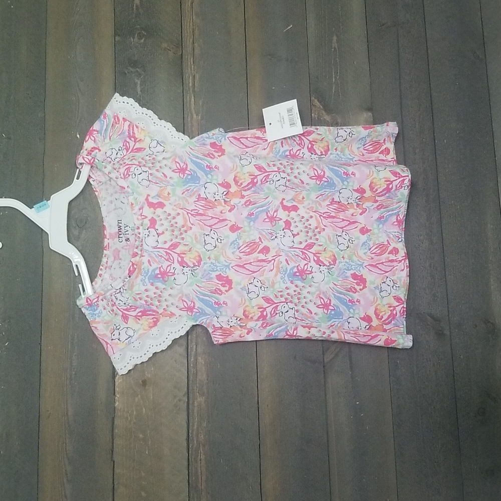 3T crown and ivy floral blouse